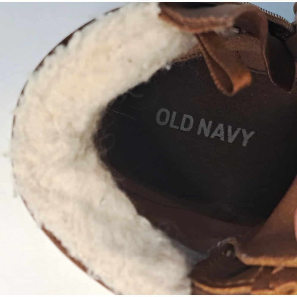Old Navy Boots Boys Size 6 Brown Chukka Faux‎ Leather Lined Ankle Preppy Casual - Picture 6 of 7